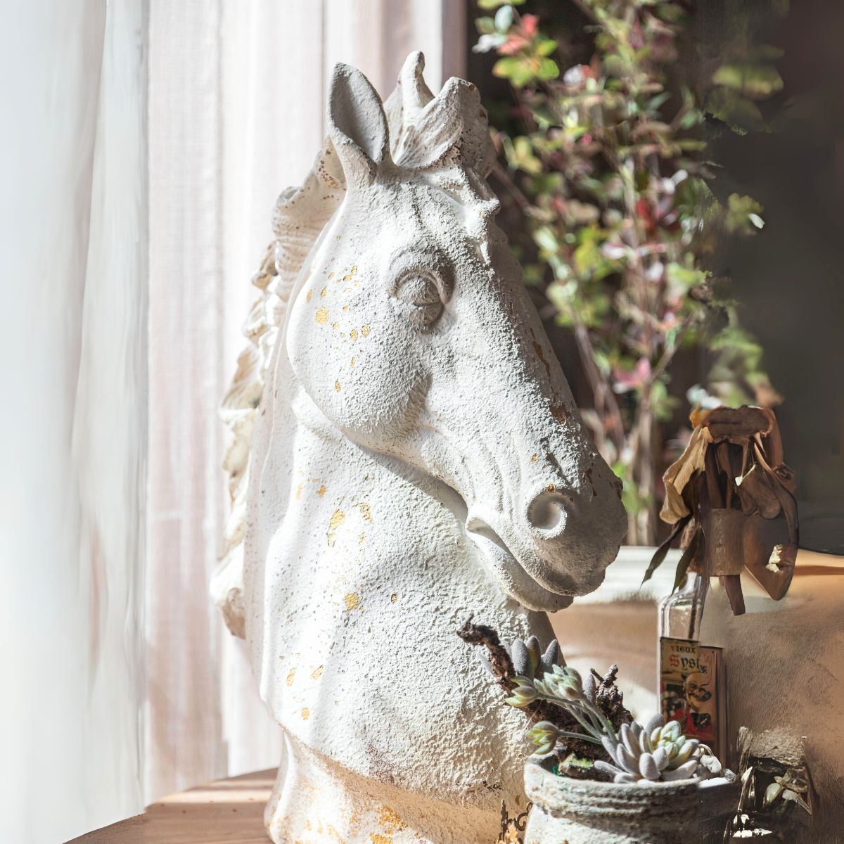 Aurelius Horse Head Statue Front View