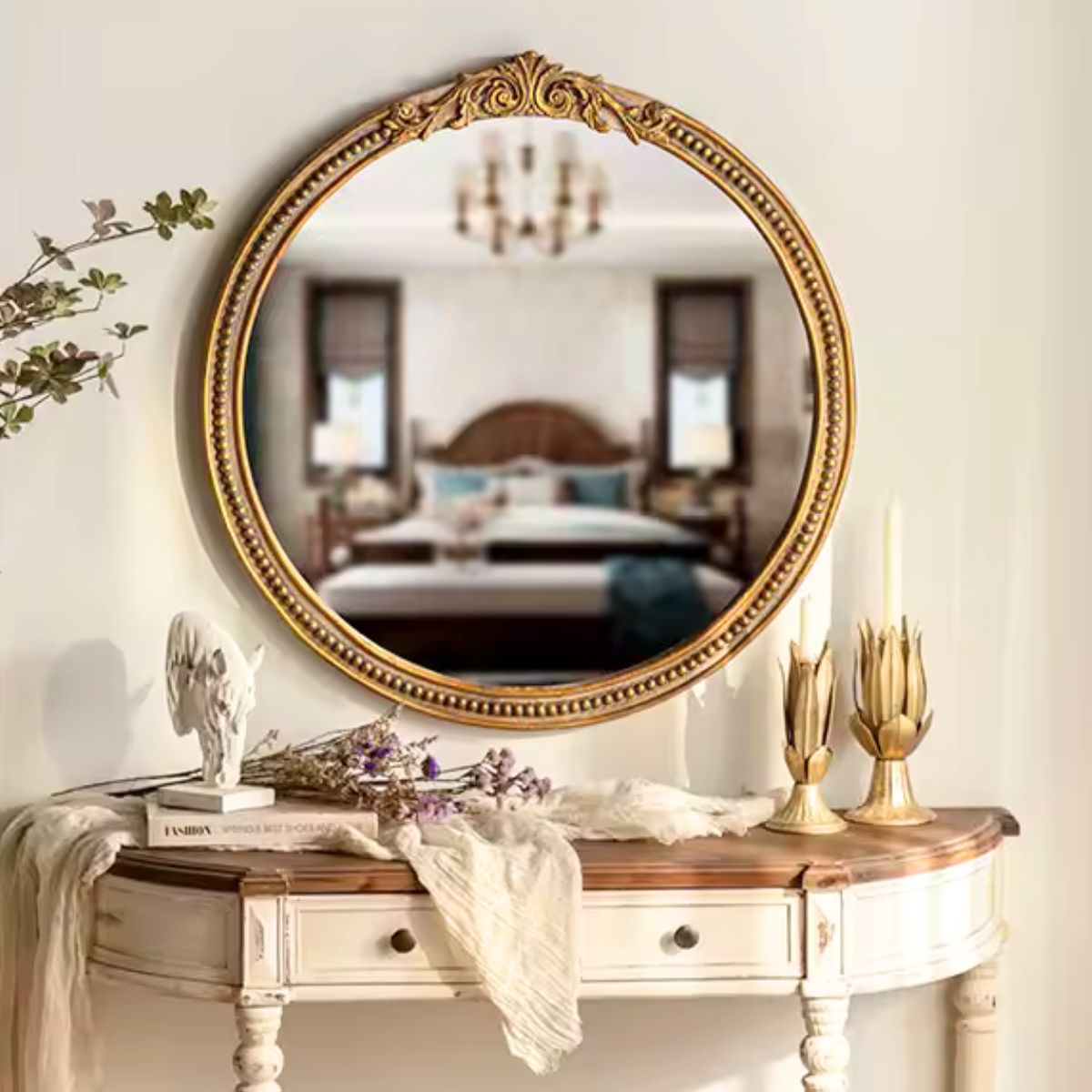 Brittany Round Mirror Staged Image