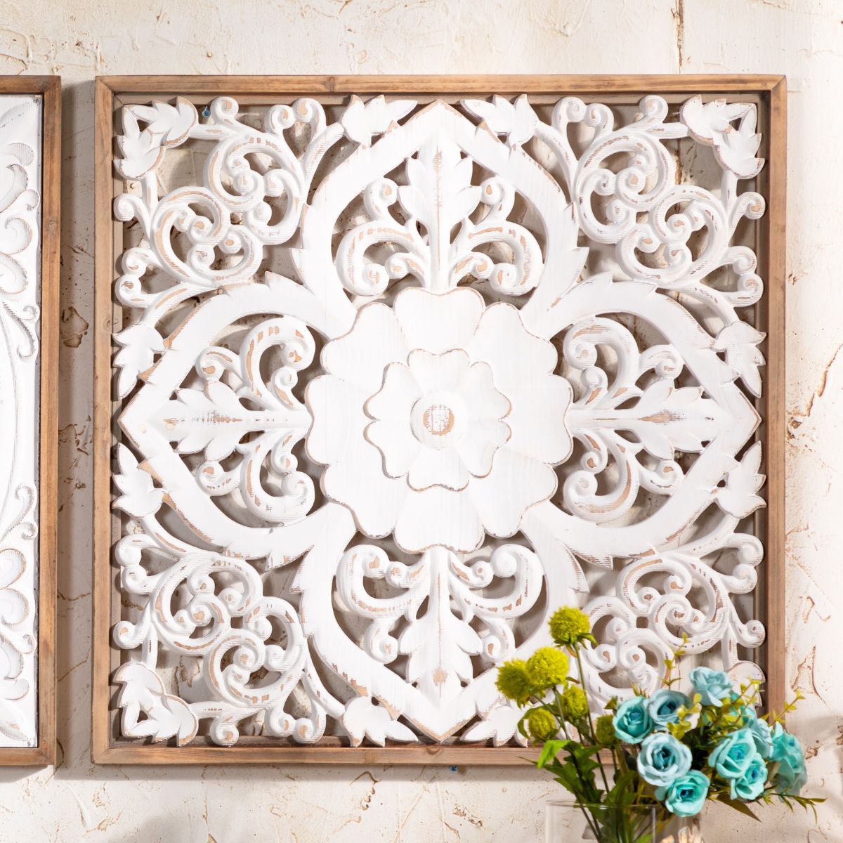 Philip Carved Wooden Wall Art Front View