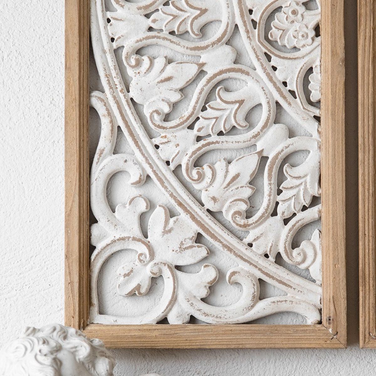 Ella Carved Wooden Wall Art Close-Up Left Side