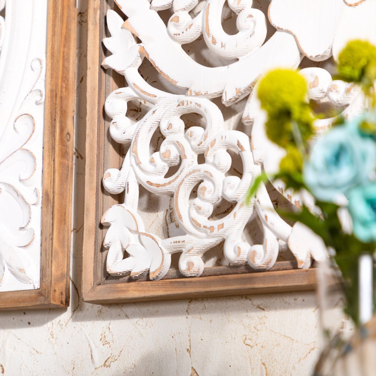 Philip Carved Wooden Wall Art Close Up