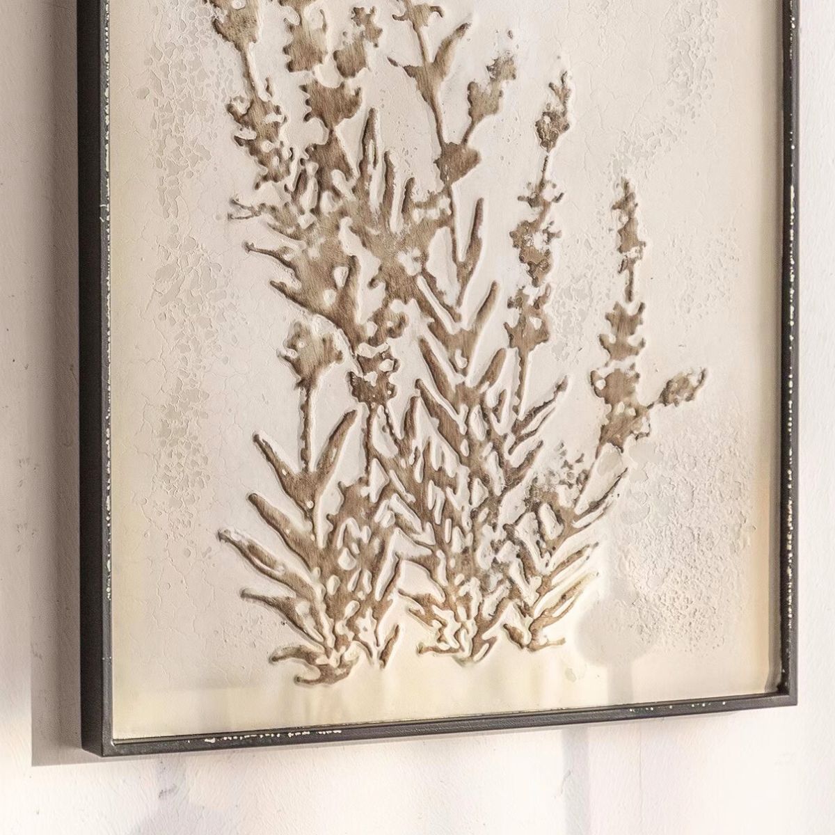 Theodor French Provincial Metal Wall Art, Embossed Flower, Distressed White & Black 61cm