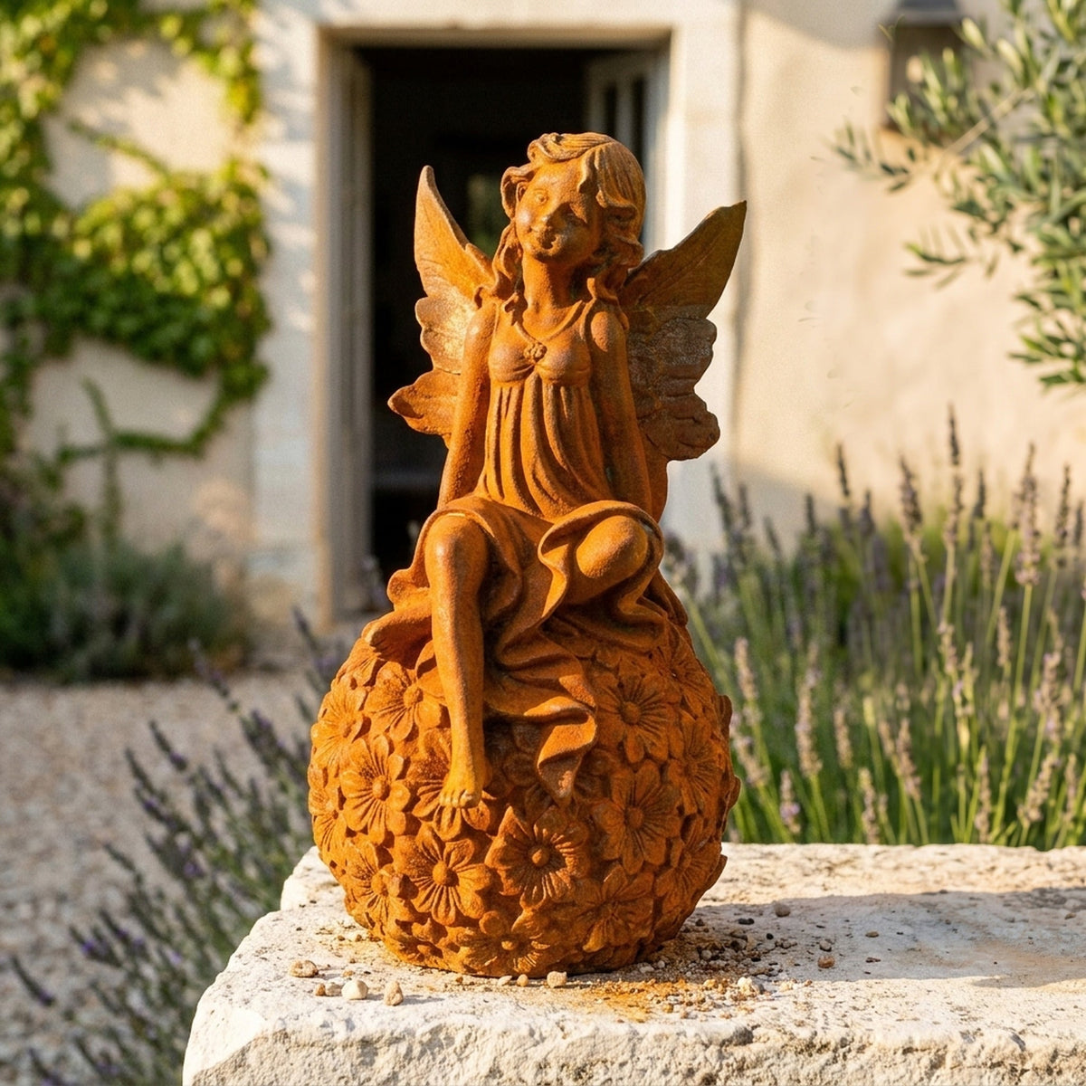Miss Angelique fairy statue front view showing the full height and finish