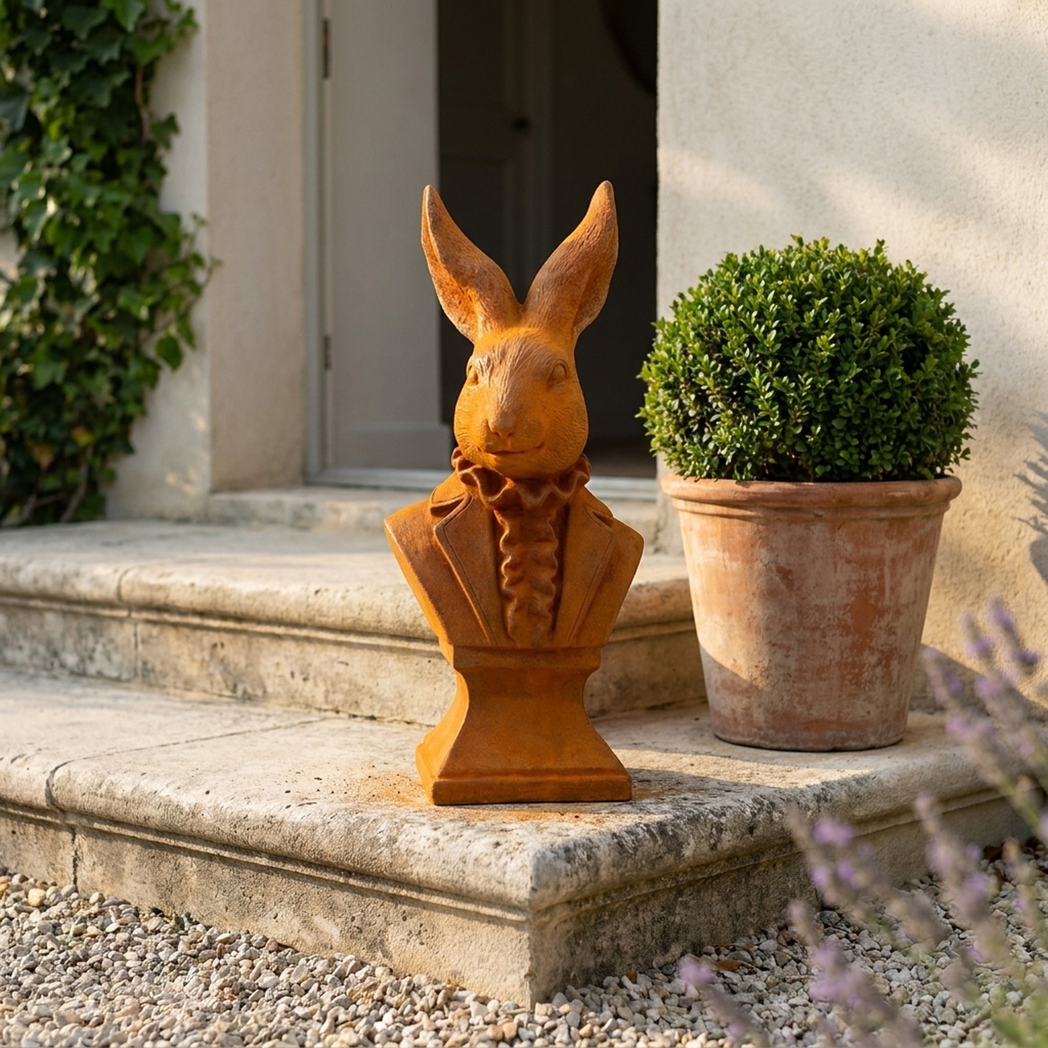 General Hector hare bust statue front view showing the full height and finish
