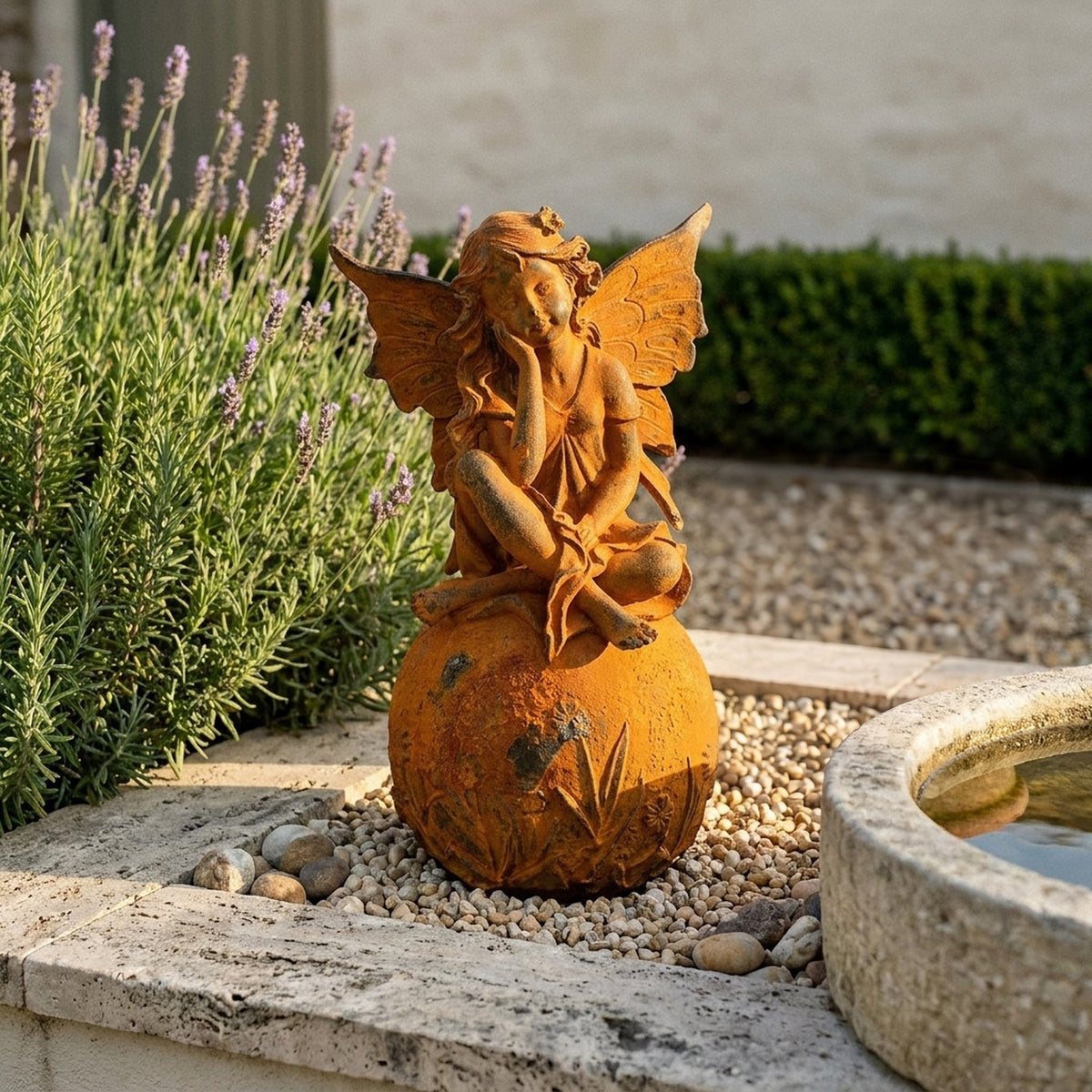 Lady Ophelia fairy statue front view showing the full height and finish