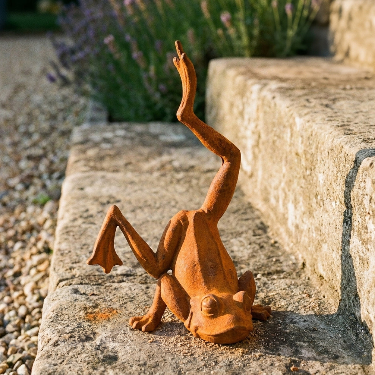 Major Ribbit close detail of the rust patina across the pebbled skin