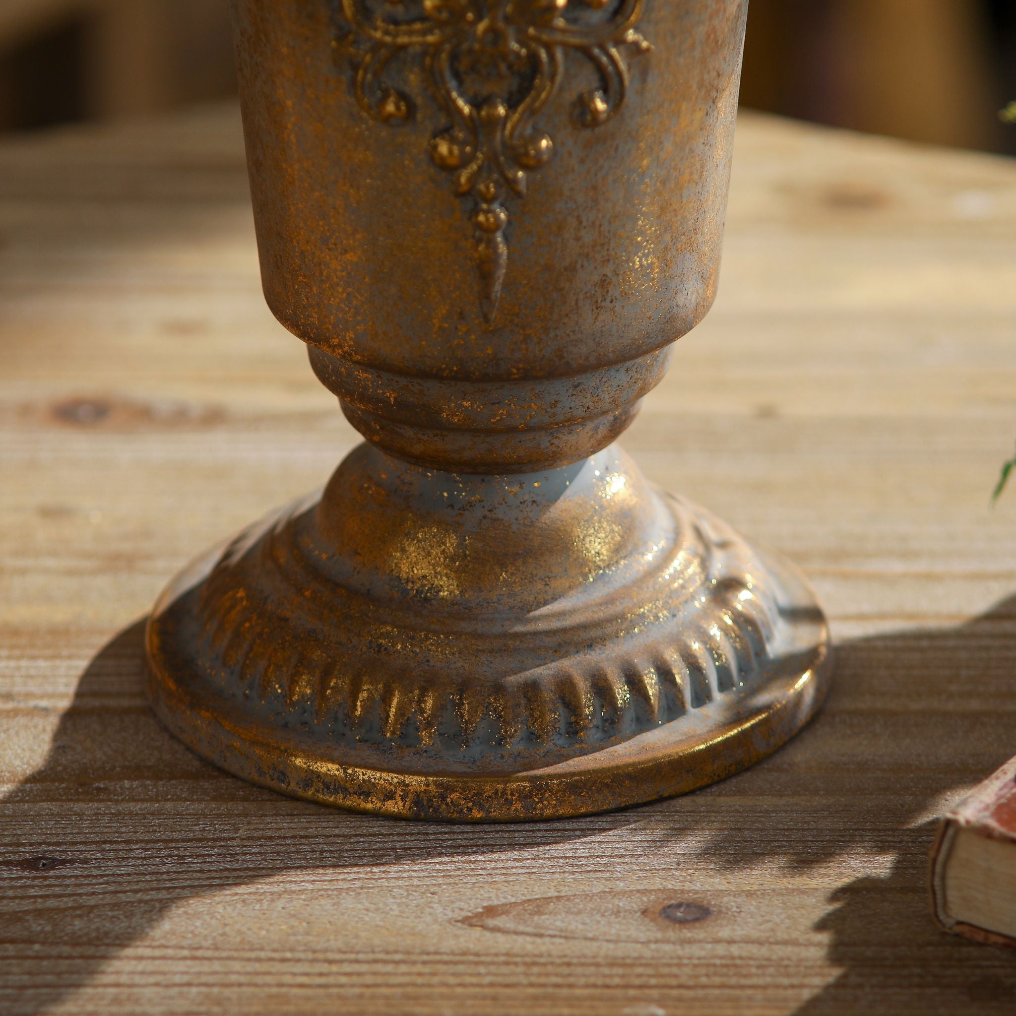 Capri urn vase detail of the fluted footed base