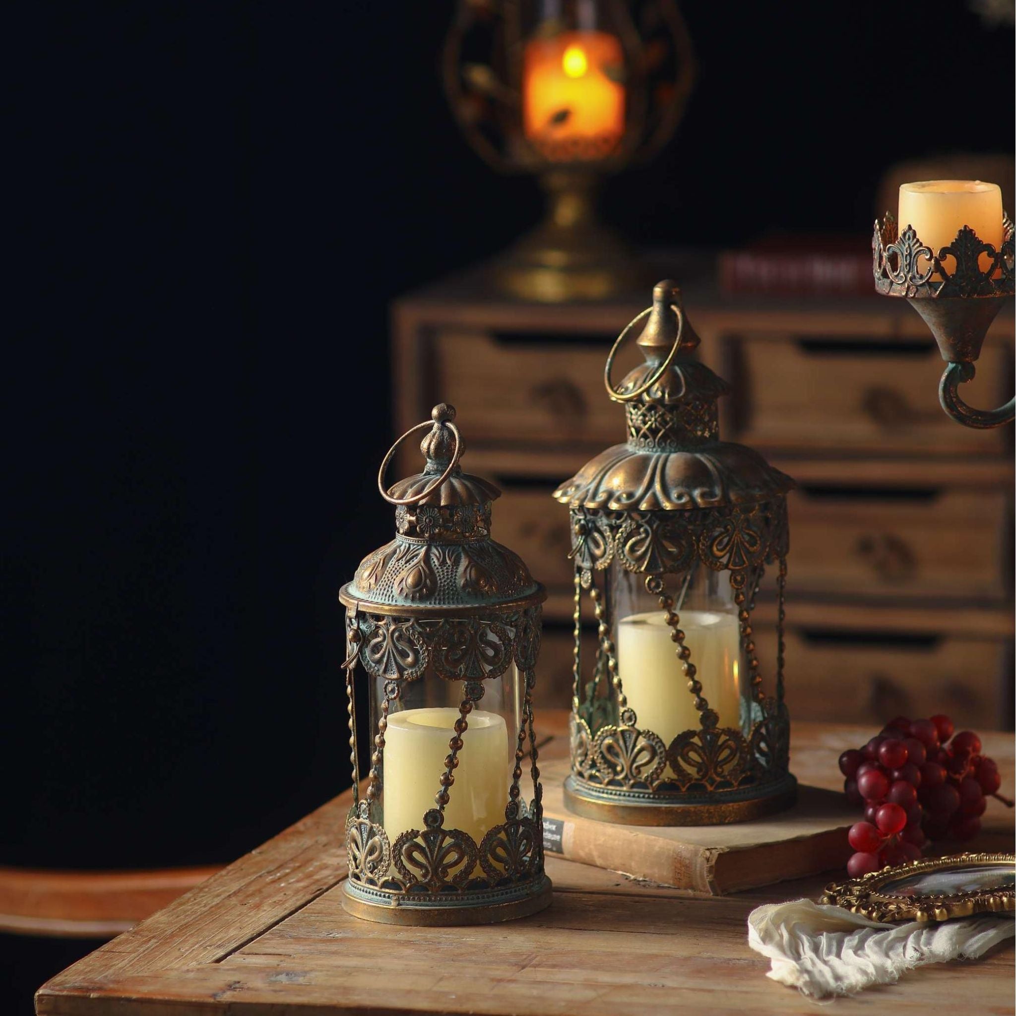 Mael lantern, the taller on the right, shown beside the smaller Mylan lantern, Sold separately