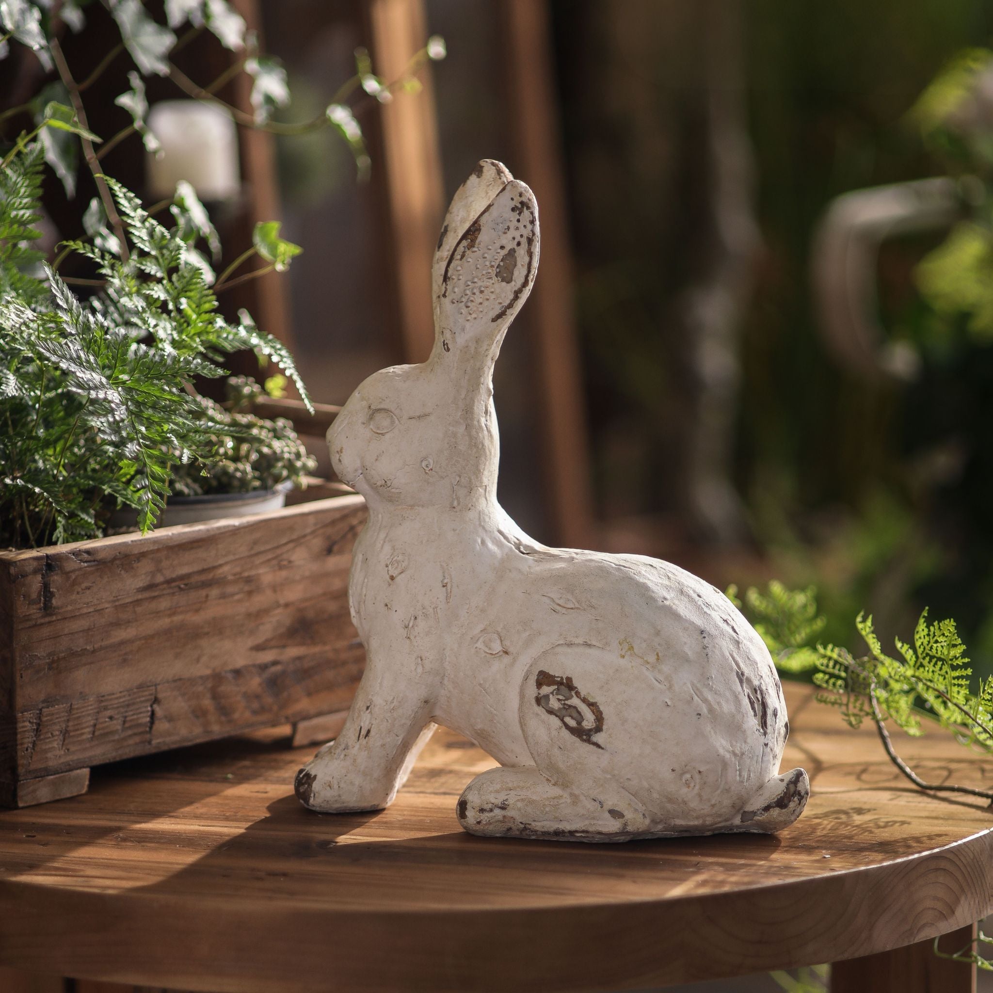 Pomme sitting-tall rabbit statue, 30cm, upright pose with ears raised