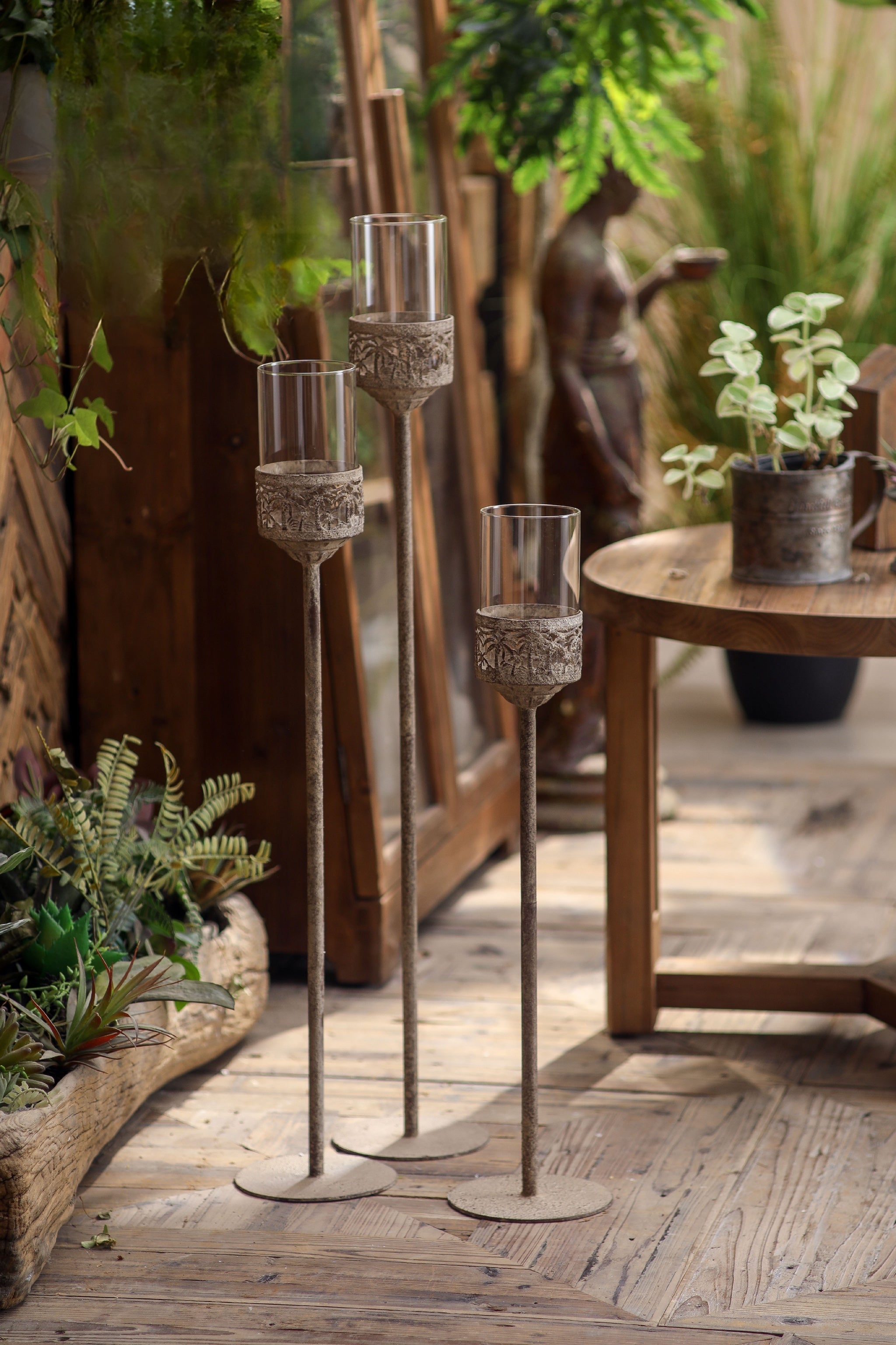 French Provincial decorative candle holders outdoor setting - Château Living