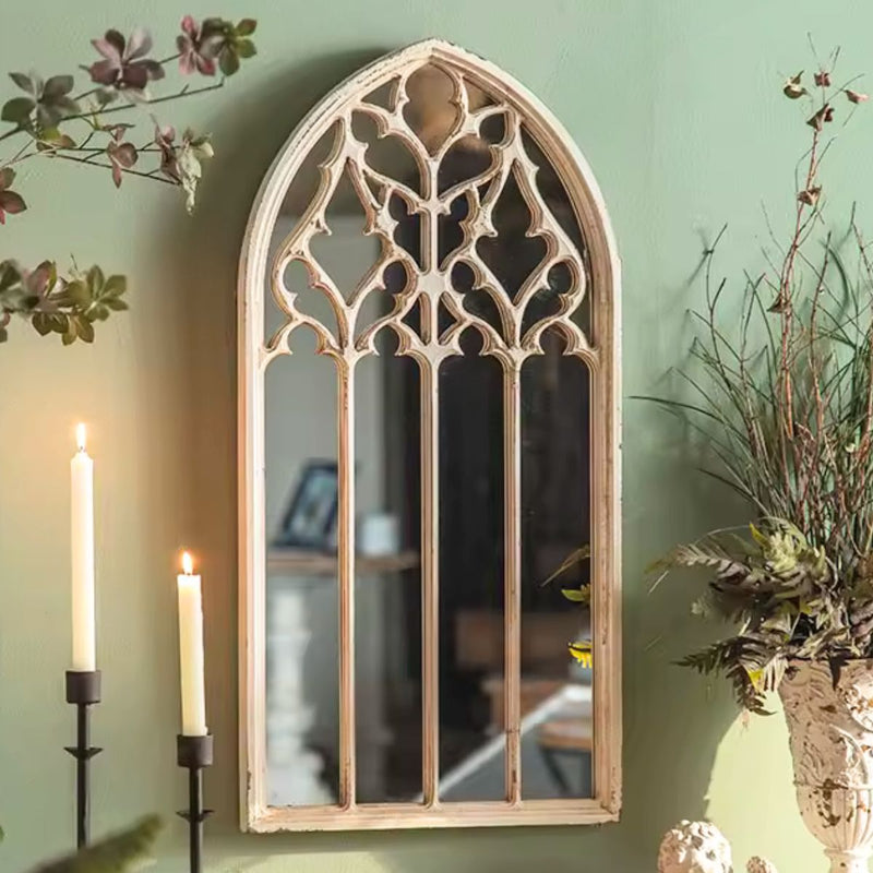 Daniel French Provincial Arch Mirror, Distressed White 80cm