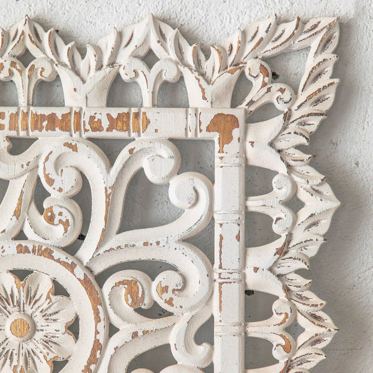 Agnes Carved Wooden Wall Art Close Up