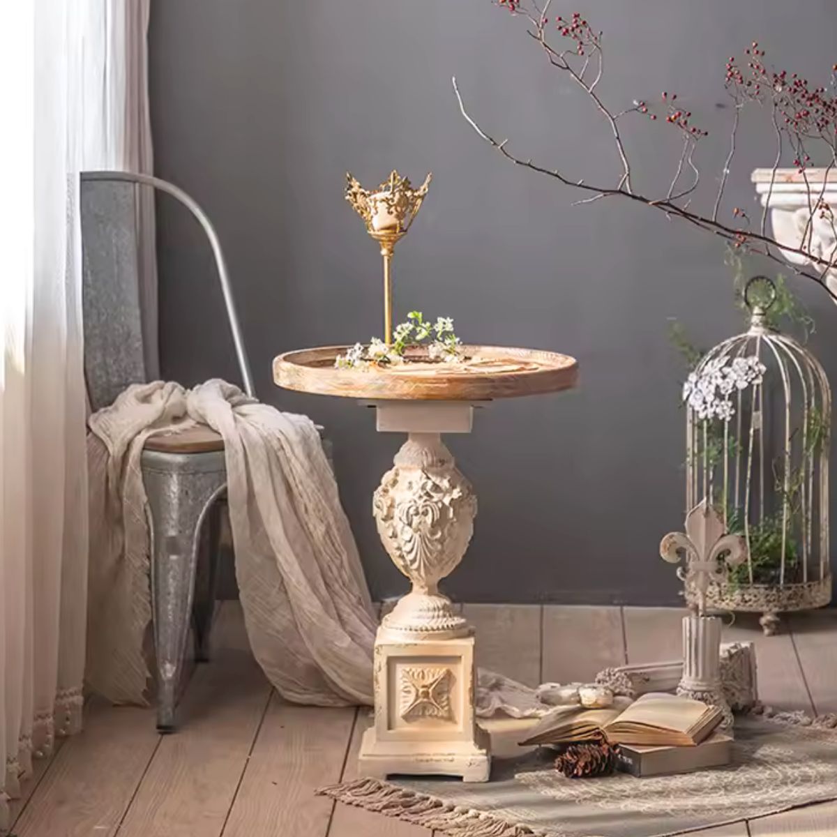 Catherine White Side Table Staged Image