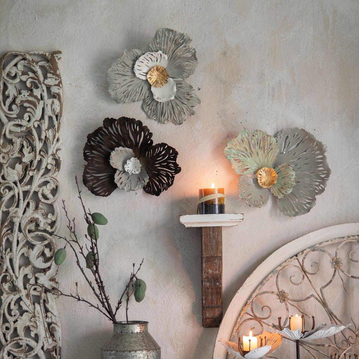 Flower Metal Wall Art Staged Image