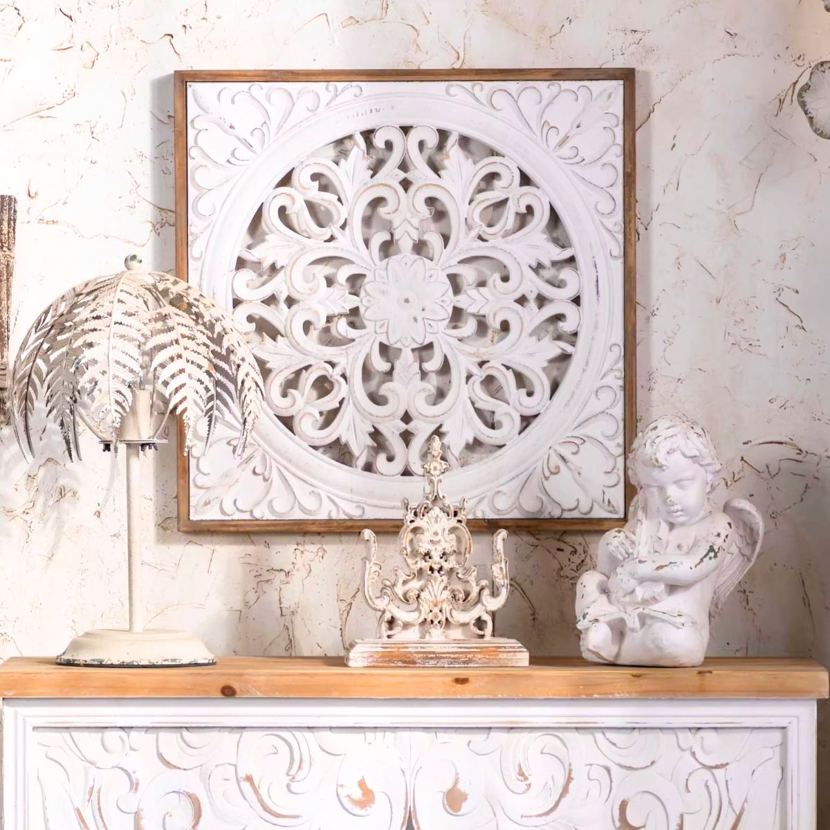 Henry Carved Wooden Wall Art Staged Image