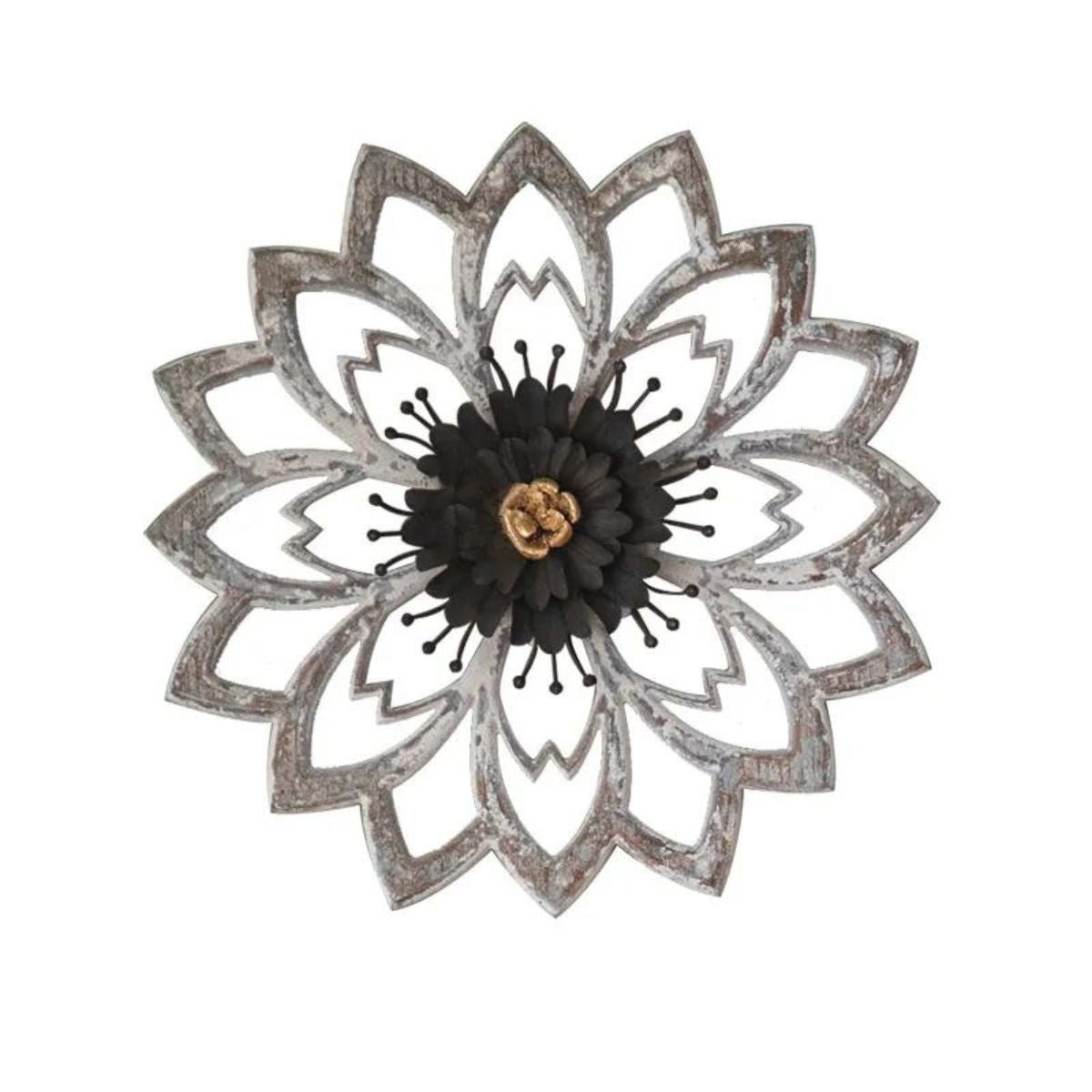 Lotus Flower Wooden Wall Art White Background