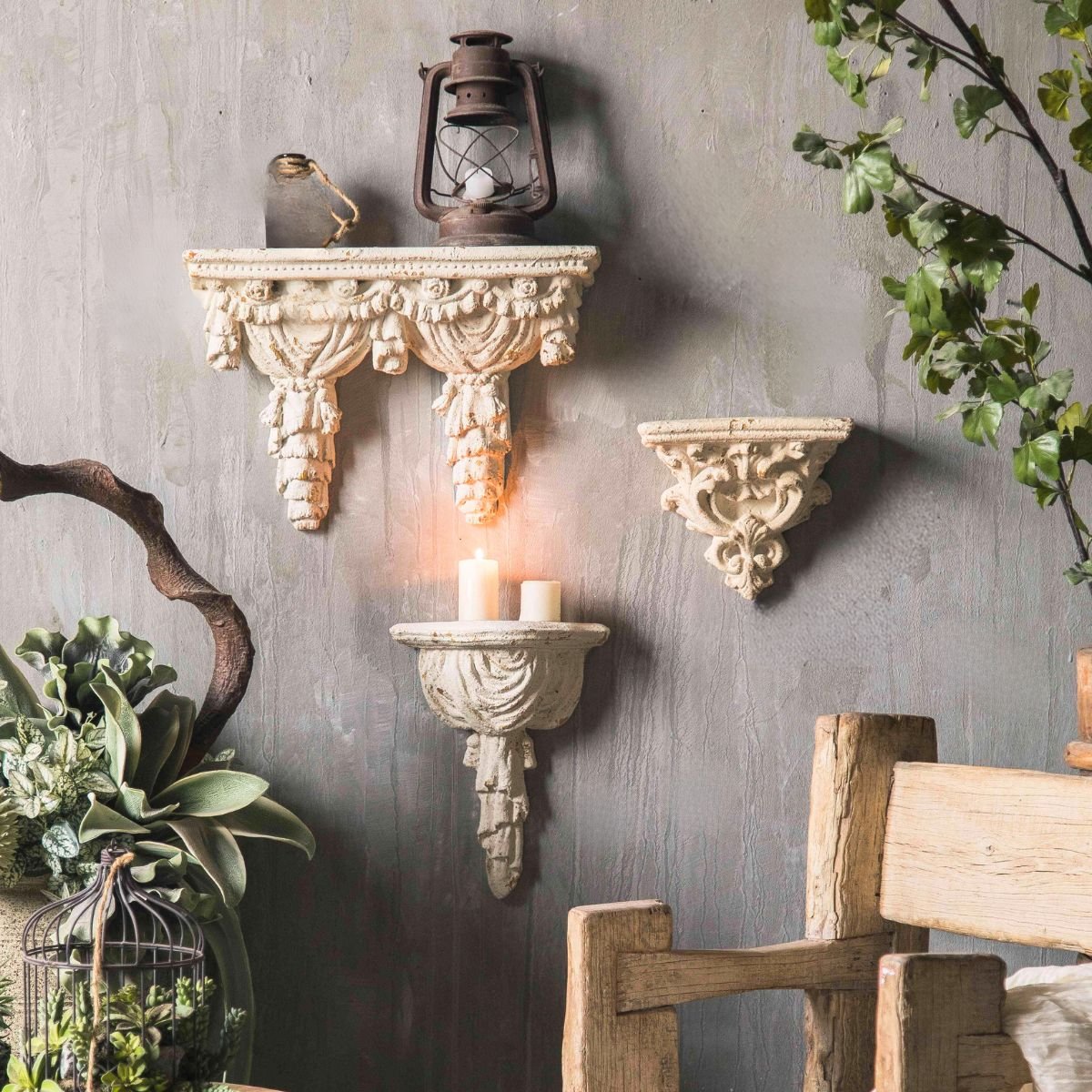 Philippa  Wall Sconce Floating Shelf Staged Image