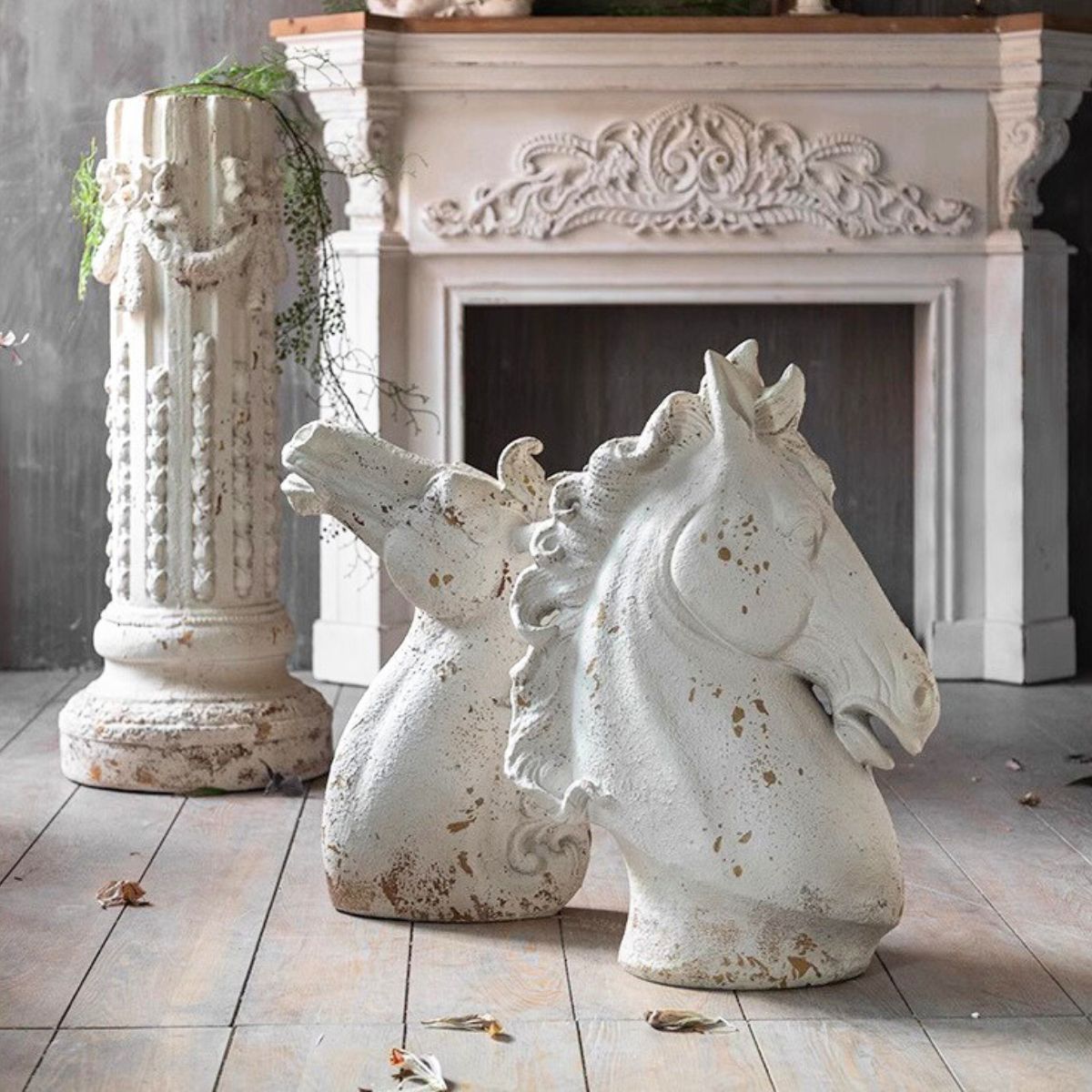 Aurelius Horse Head Statue  Staged Image