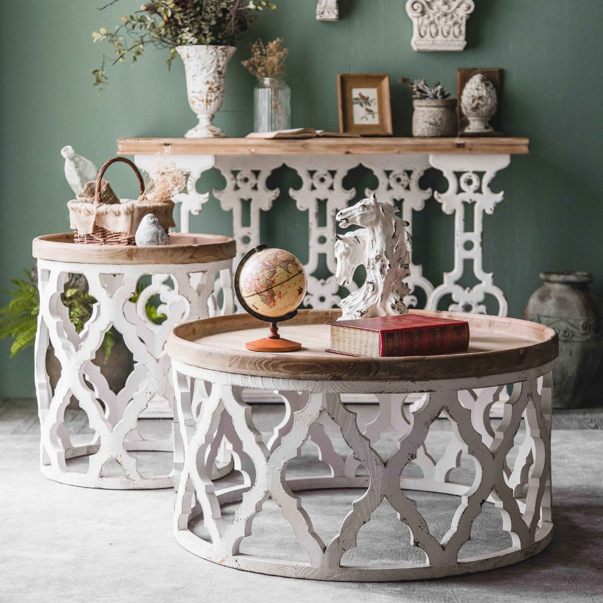 Beatrice Round Side Table Staged Image Dark Background