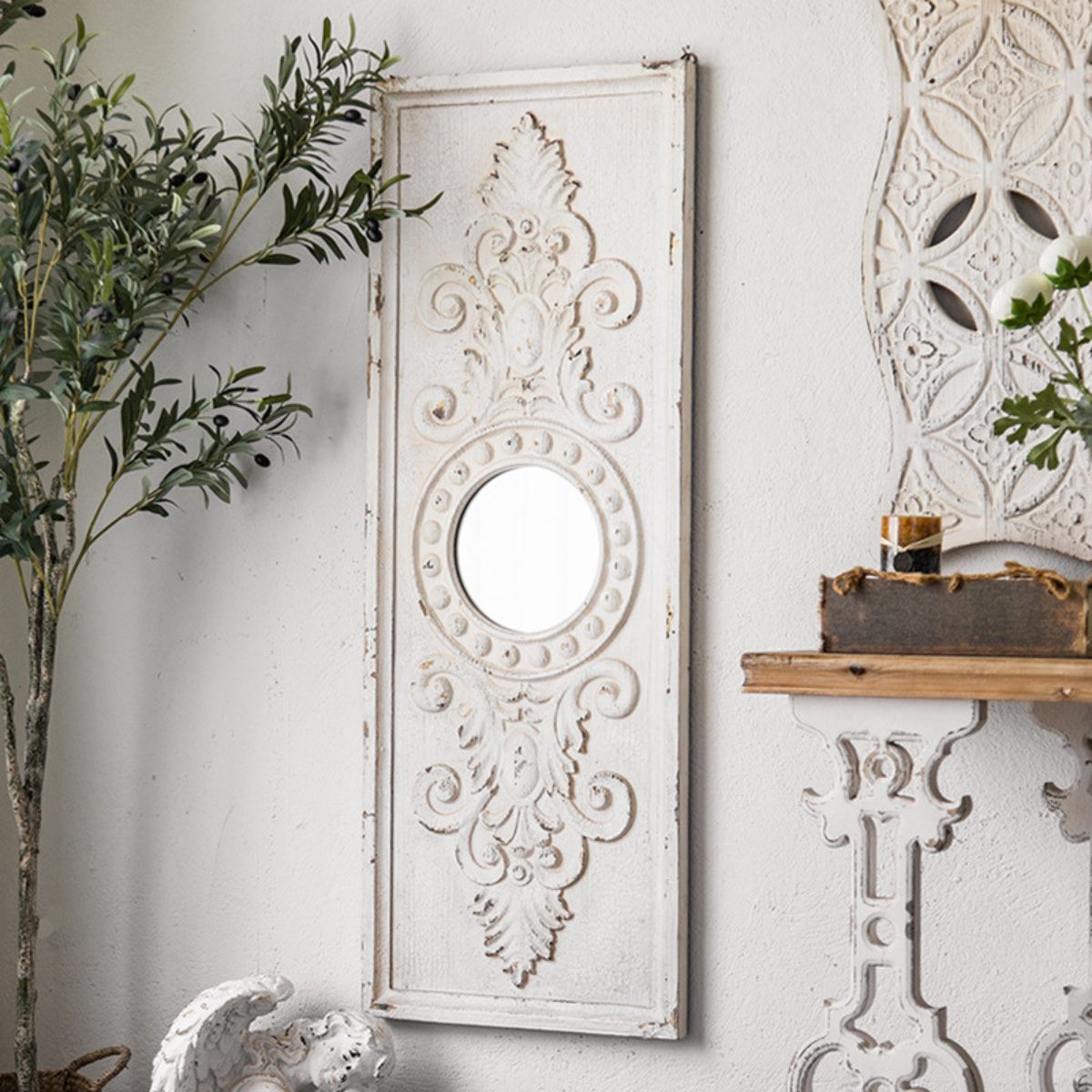 Keith Metal Wall Art With Mirror Side Angle View