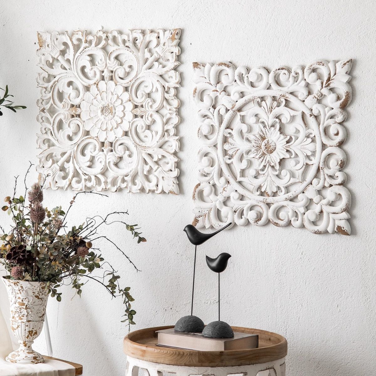 Victoria Carved Wooden Wall Art Paired with Leopold Wall Art