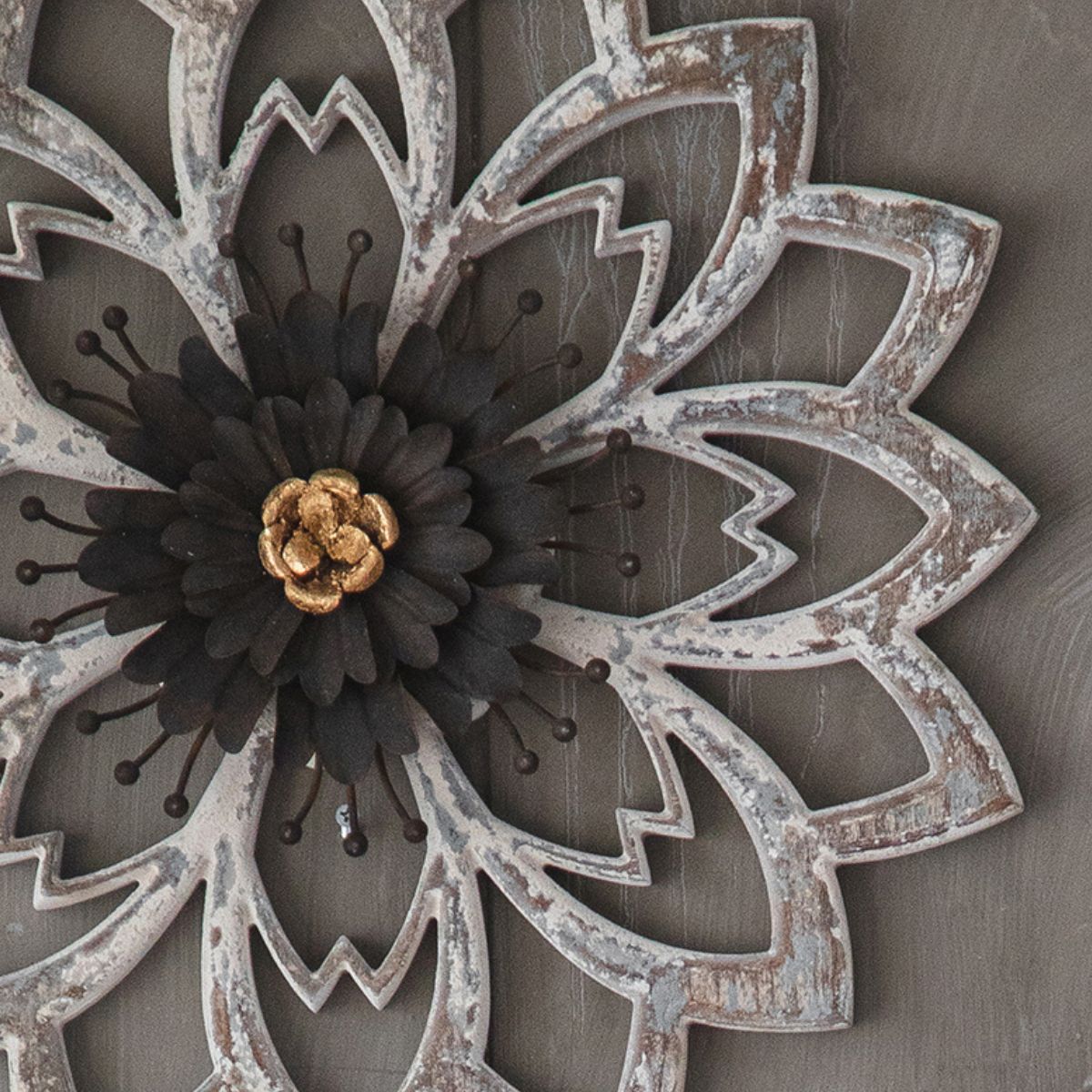 Lotus Flower Wooden Wall Art Close-Up