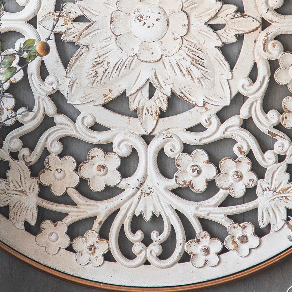 Madeline Carved Wooden Wall Art Close-Up