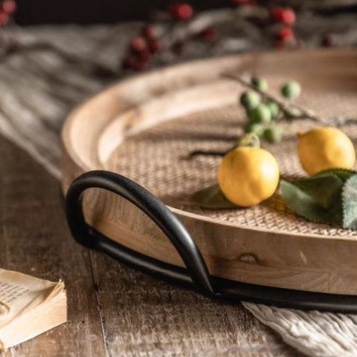 Sybil Wooden Serving Tray Close-Up Handle