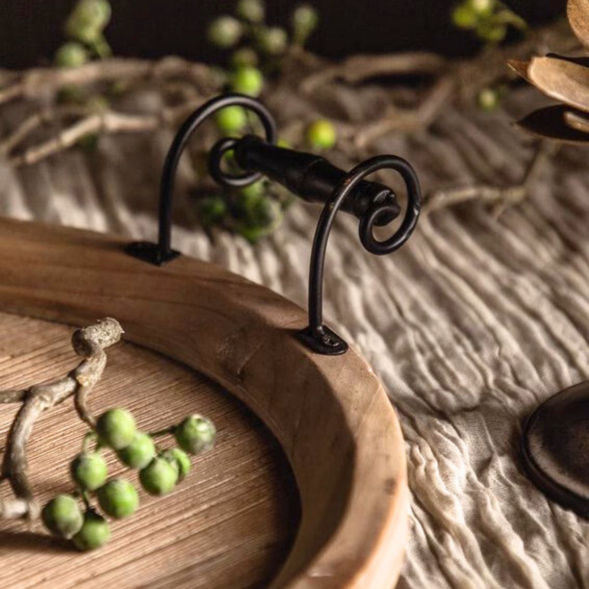 Tabitha Wooden Serving Tray Close-Up Wood