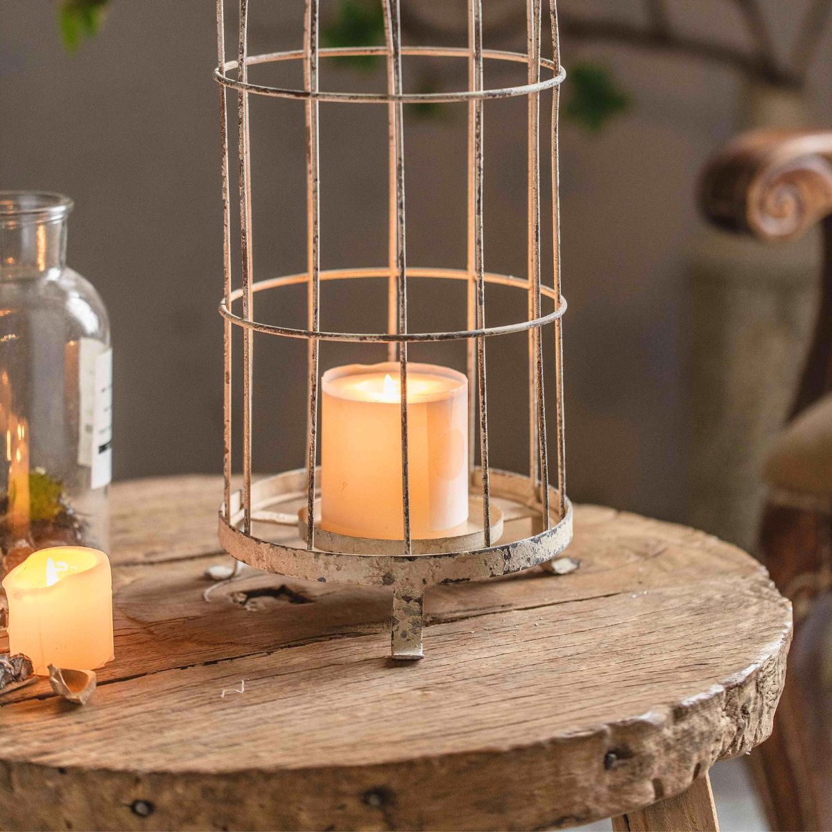 Willow Birdcage Candle Holder Close-Up Base