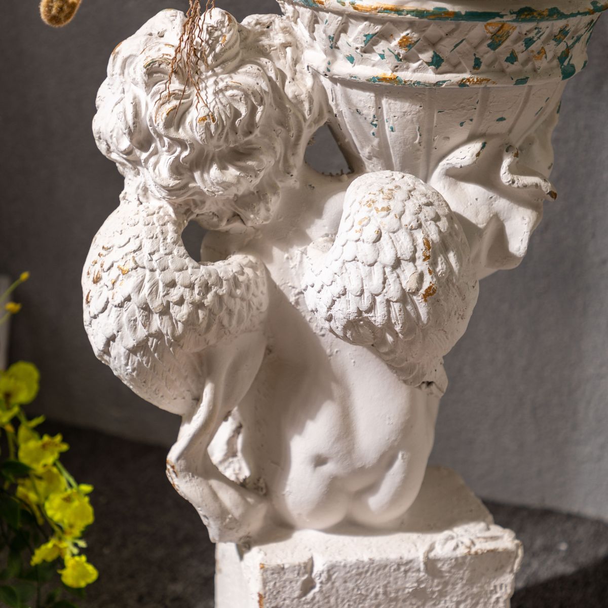 Angel Statue Plant Stand Back View