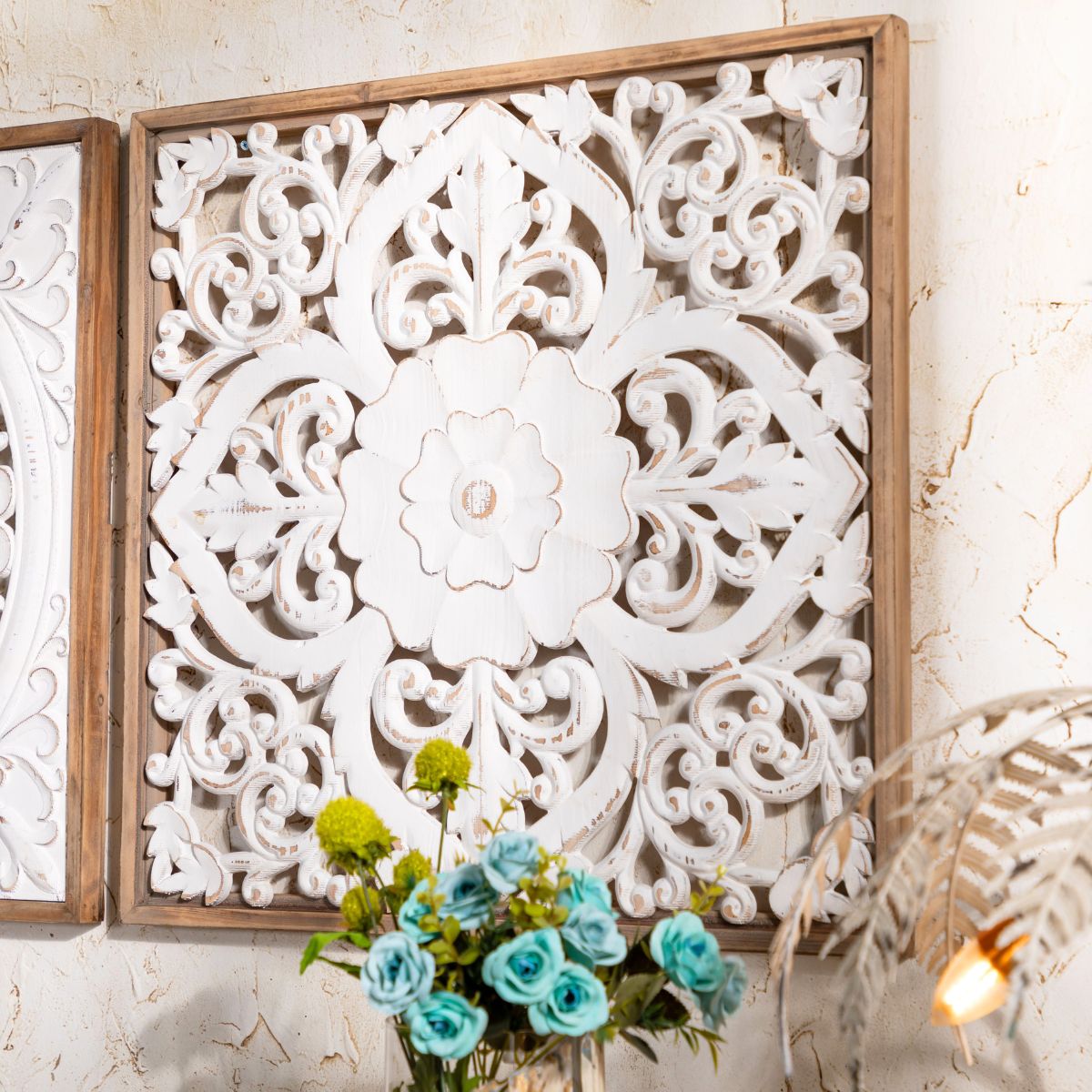 Philip Carved Wooden Wall Art Other Side View