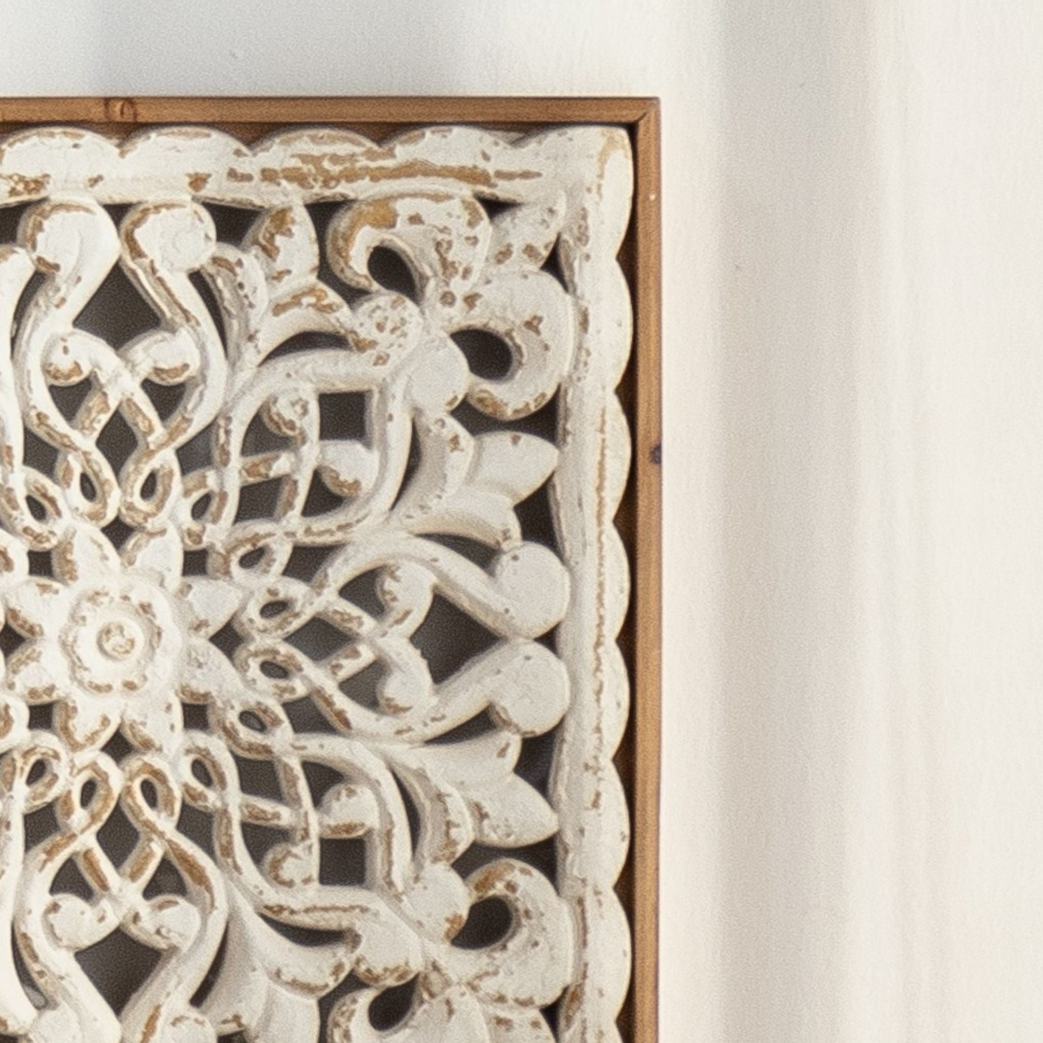 Delfina carved panel looping design and scalloped border detail
