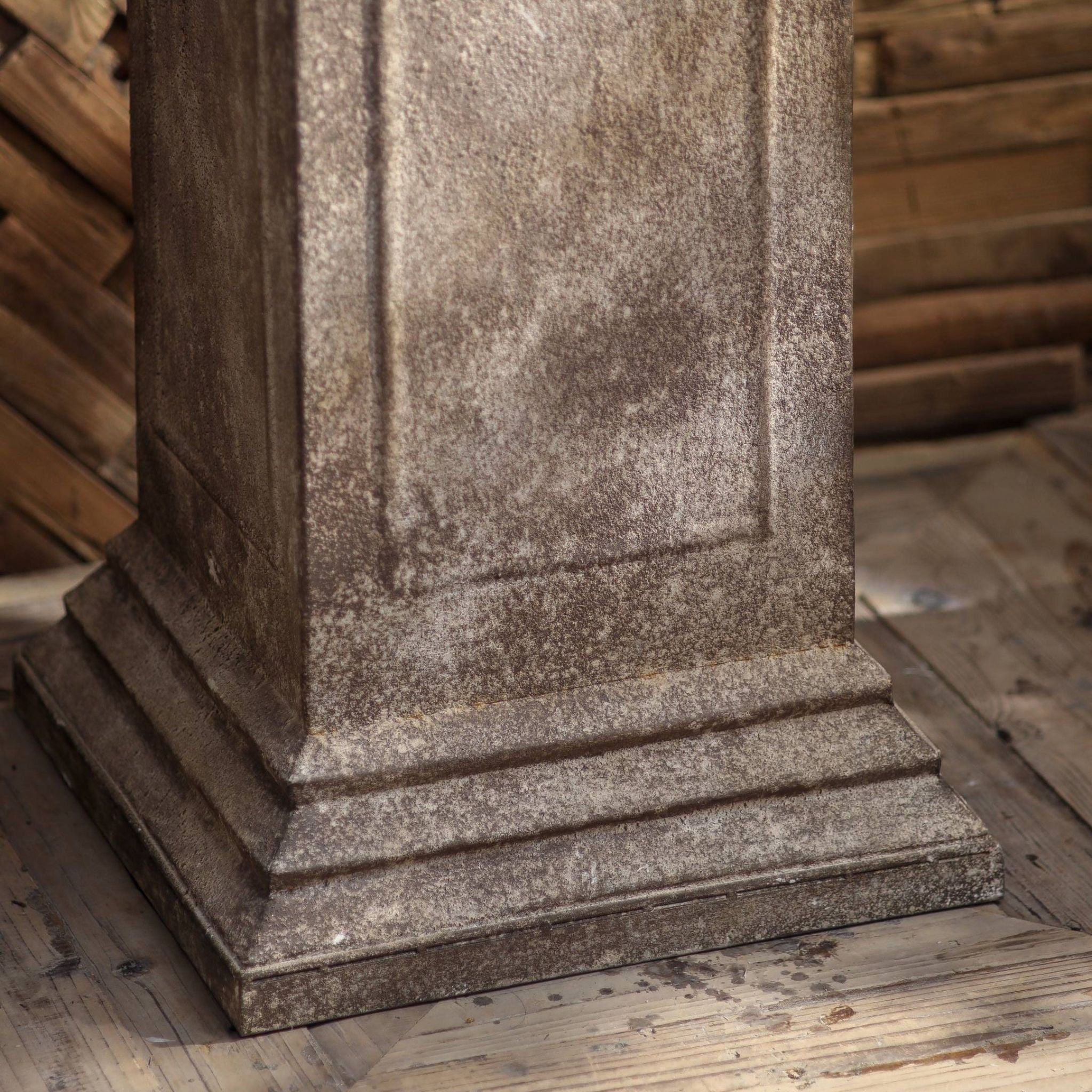 Petra pedestal stepped base detail on a timber deck