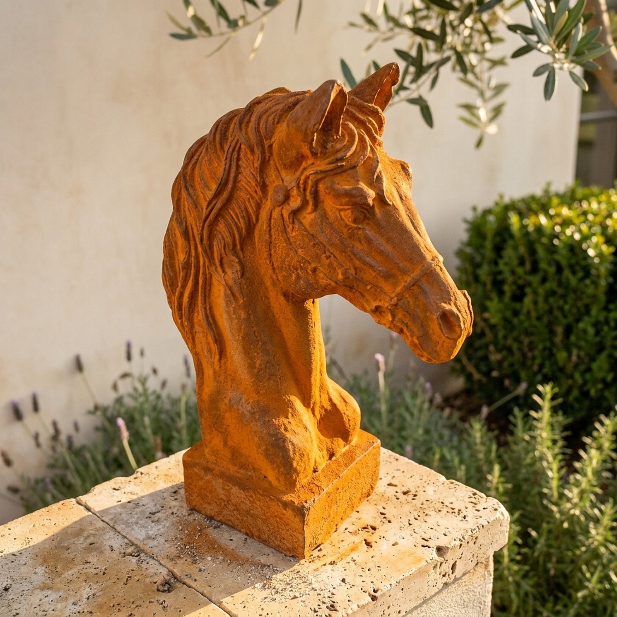 Duke Beaumont close detail of the granular rust patina across the mane