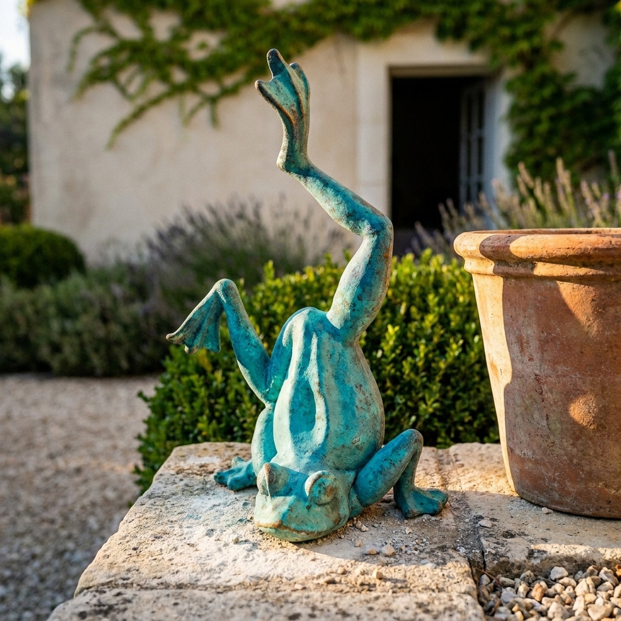 Major Ribbit Verdigris close detail of the verdigris patina across the pebbled skin