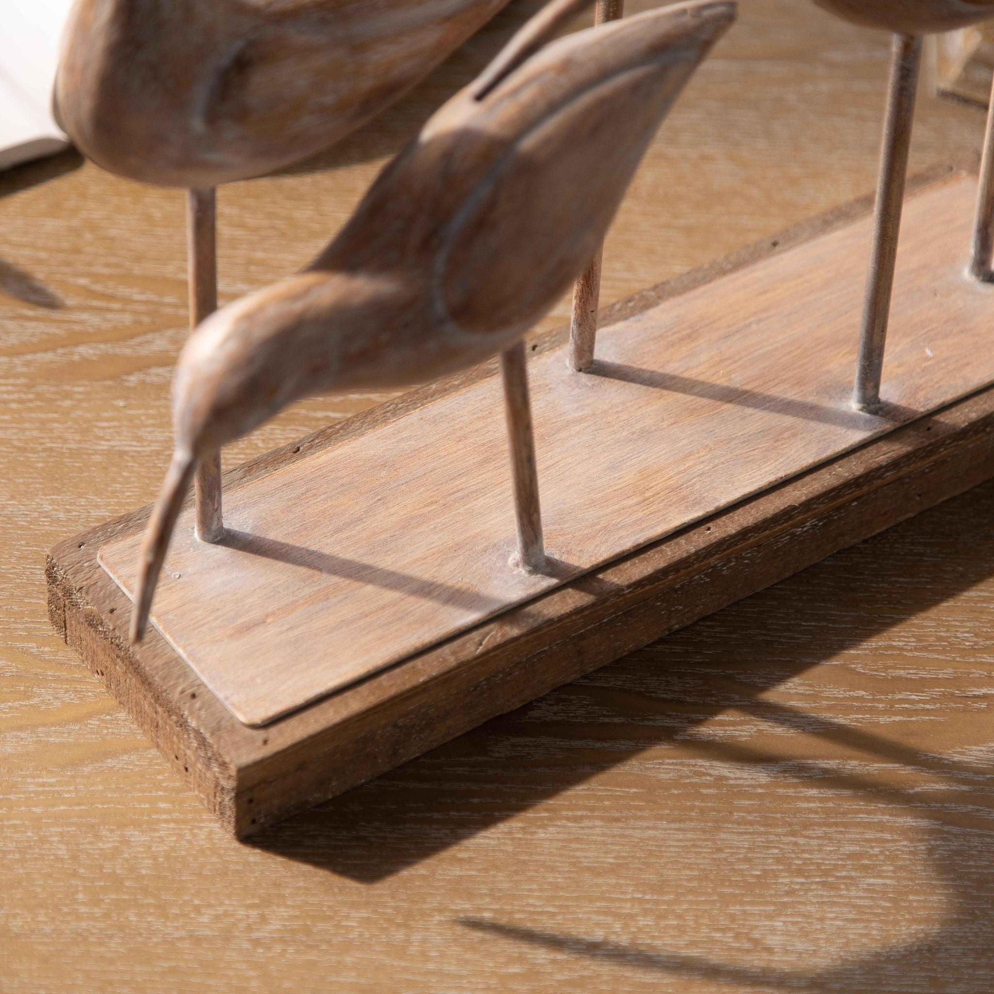 Collioure Shorebird Sculpture, Set of Five Wading Birds on a Timber Plinth