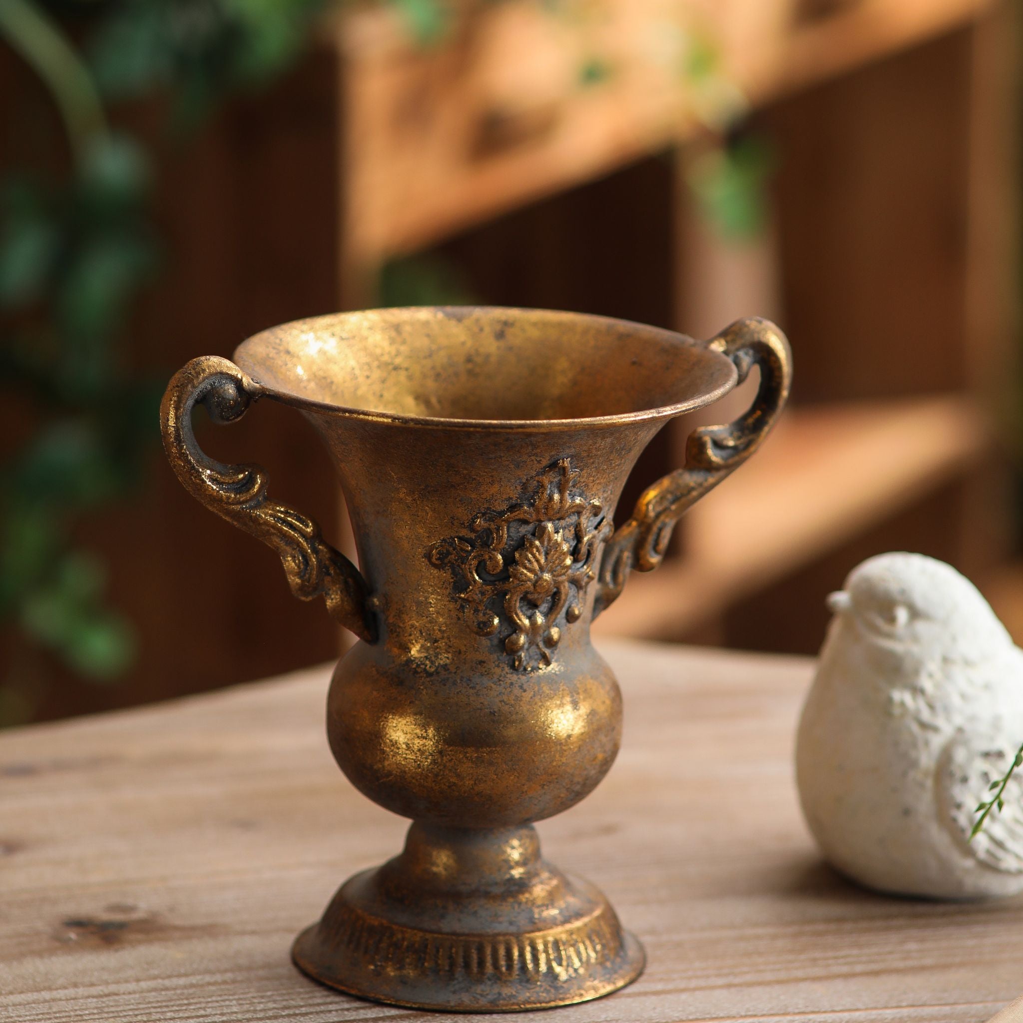 Lorenzo urn vase angled view showing the trophy silhouette and fluted base