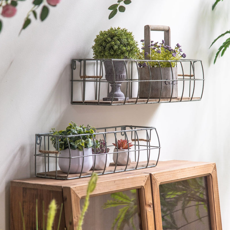 Aurelie French Provincial Wire Wall Basket Set of 2, Aged Metal