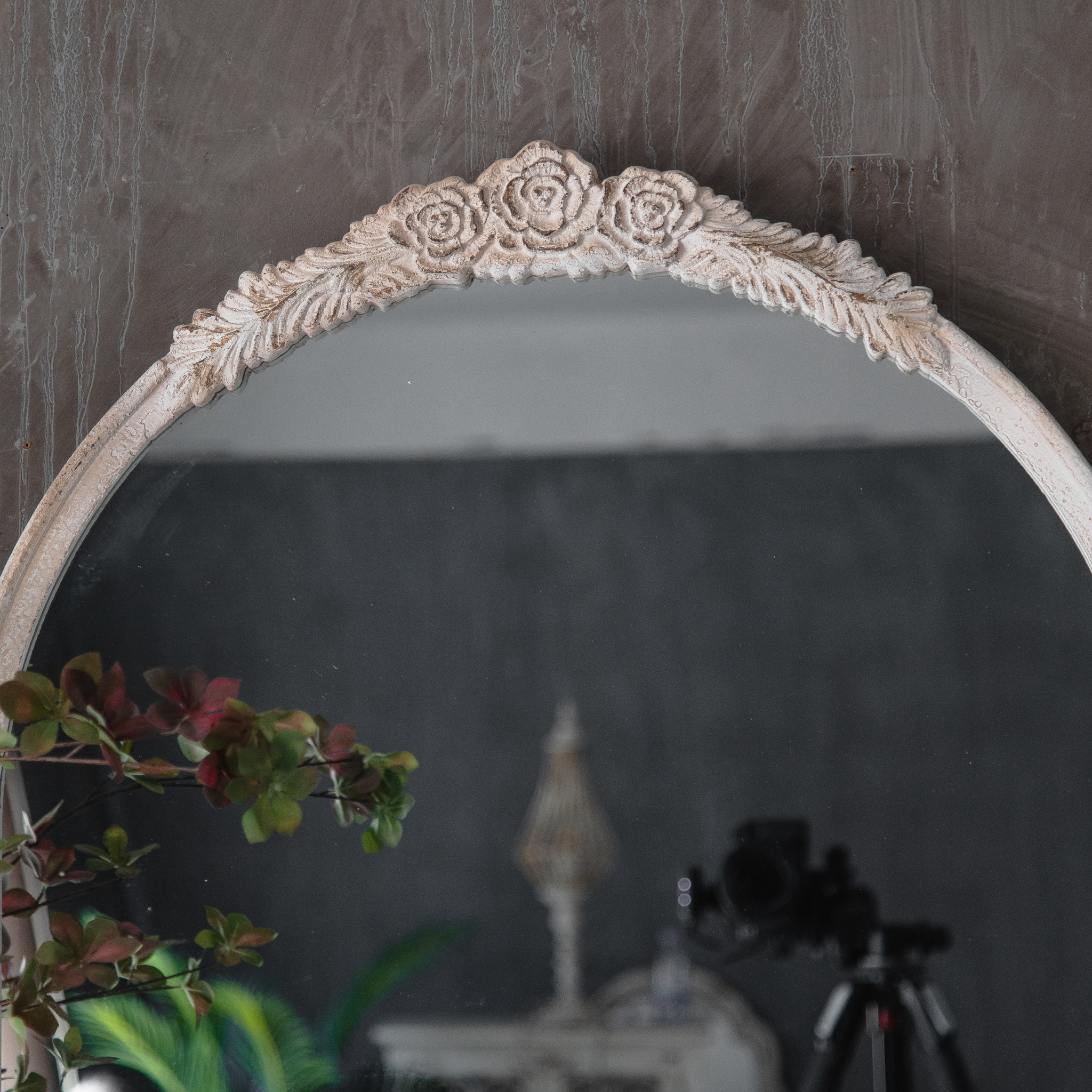 Front view of the Camille's hand-finished rose and acanthus leaf crown