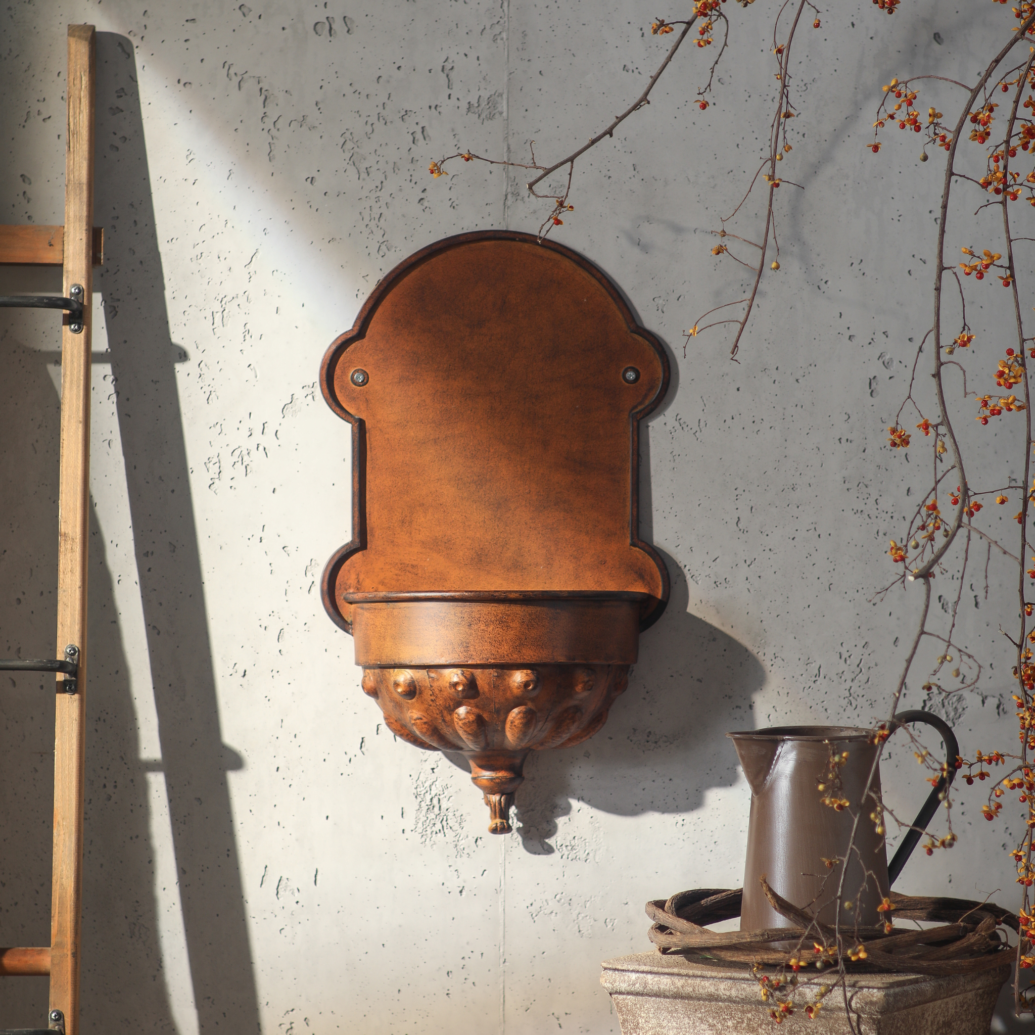 Olivier wall planter shown empty, displaying the full architectural silhouette and shaped backplate