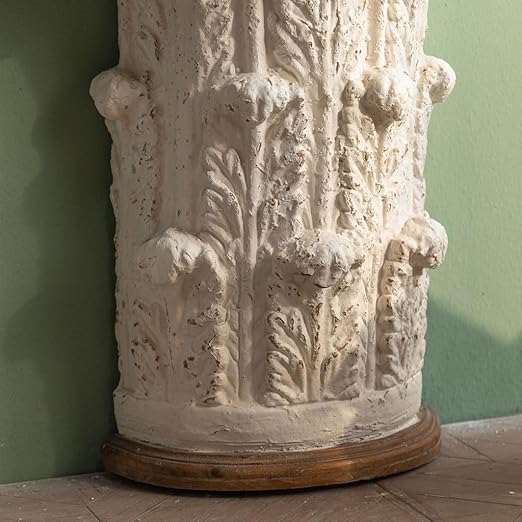 Pauline console table, base detail of the lower acanthus leaves and the fir timber base ring.