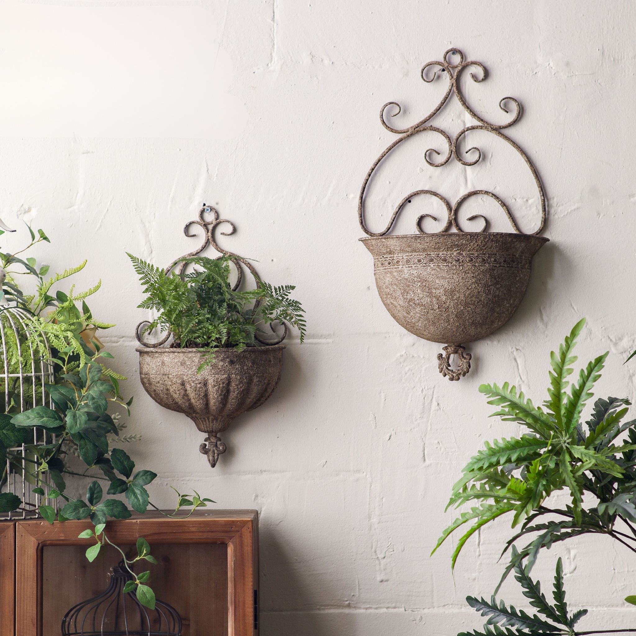 Sabine wall planter shown with the smaller companion planter, sold separately