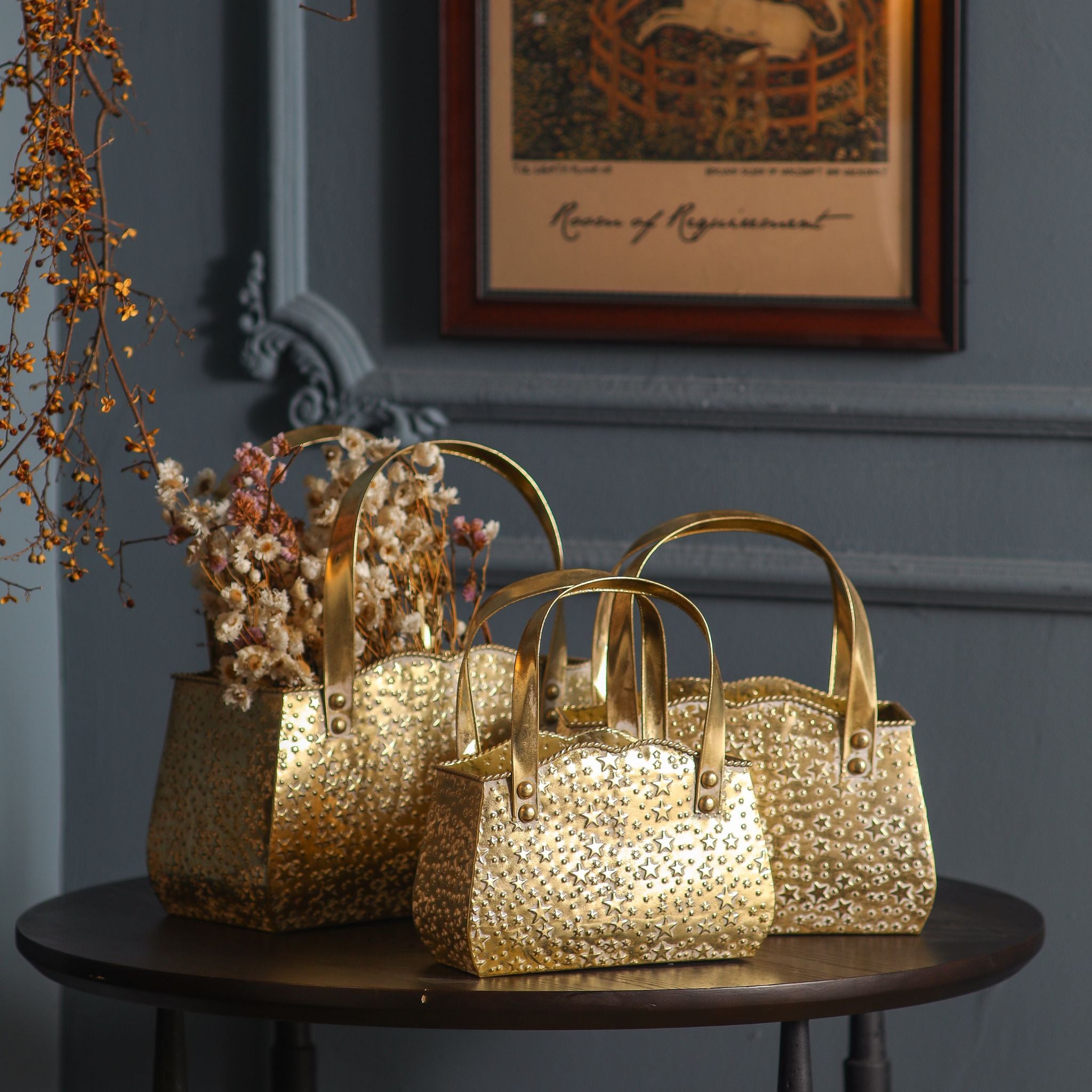 The three handbag planter sizes together, Zoé the middle size, with the other two sold separately