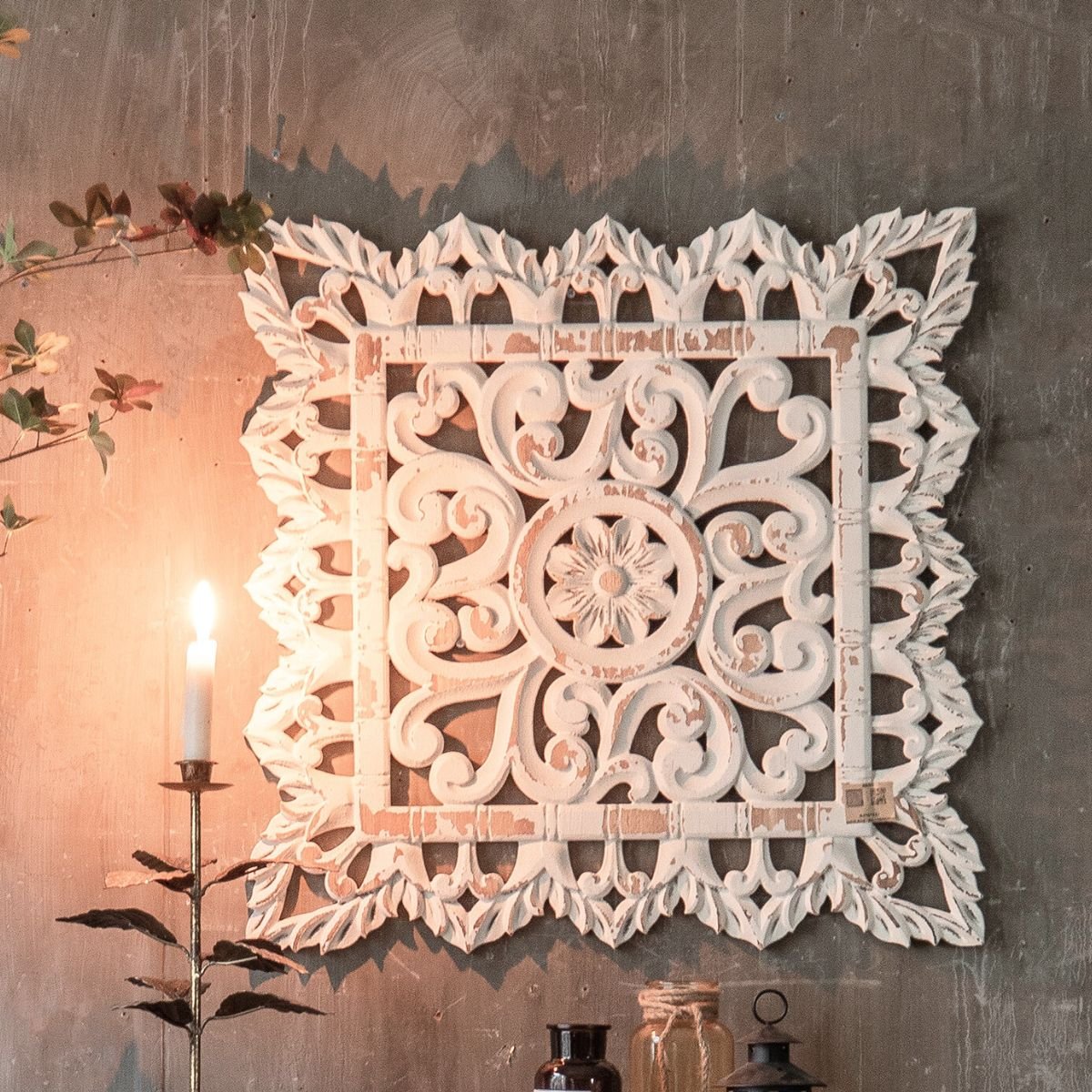 Agnes Carved Wooden Wall Art Staged Image