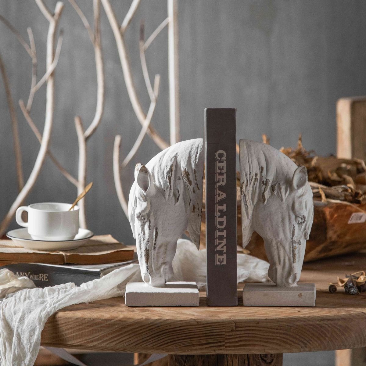 Decorative Horse Bookends Staged Image