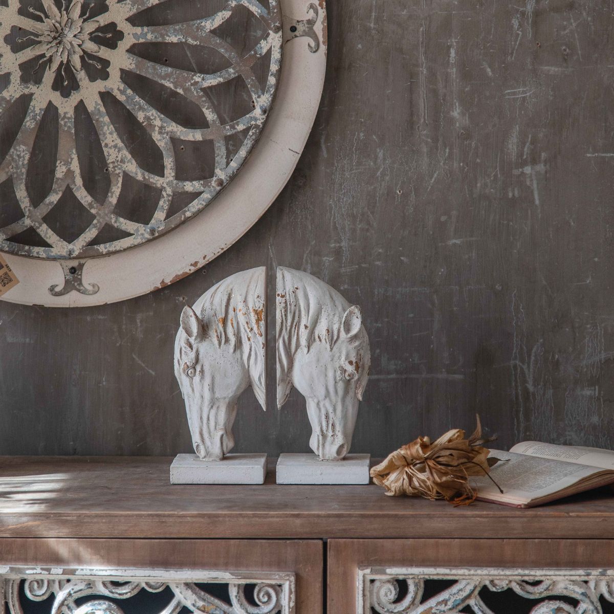 Decorative Horse Bookends Staged Front View